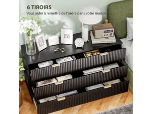 Chiffonnier 6 tiroir(s) <strong></strong> <strong></strong> coloris noir largeur 120 cm hauteur 76.5 cm