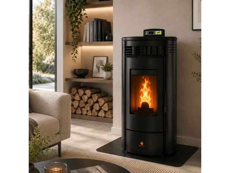  Poêle à granulés étanche flora 9 kw + télécommande - noir  - Conforama E