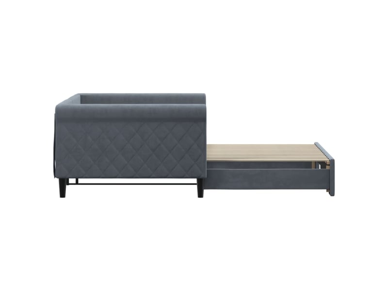 Lit simple- lit adulte - lit de jour avec gigogne sans matelas gris foncé 100x200 cm - Conforama C