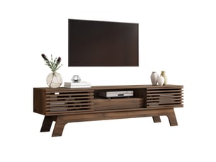 Meuble tv coloris bois foncé 150 cm <strong>ELVMI</strong> <strong></strong>