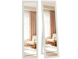 Miroir sur pied et mural rectangulaire avec cadre en mdf blanc