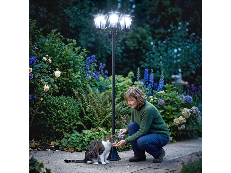  Lampe solaire de jardin 3 led, lampadaire d'extérieur classique, ip44, 51,5 x 47 x 182,5 cm  - Conforama C