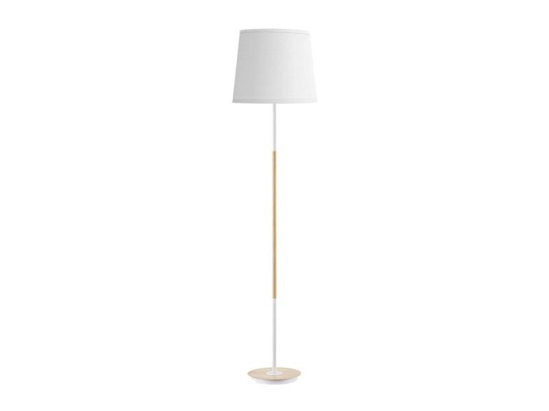  Fabrilamp alondra lampadaire textile blanc et hêtre, 1 x e27, h 168 cm, ø 40 cm 252541068 - Conforama A