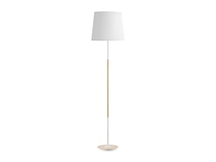 Fabrilamp alondra lampadaire textile blanc et hêtre, 1 x e27, h 168 cm, ø 40 cm