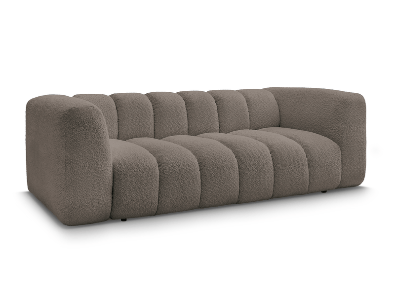 Bobochic canapé droit fixe 3 places talia tissu bouclette marron TALIA - Conforama A