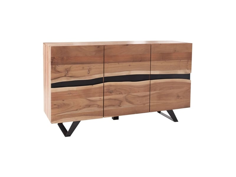 Buffet orkan 150 cm en bois massif d'acacia verni – 3 portes et 6 niches - Conforama A