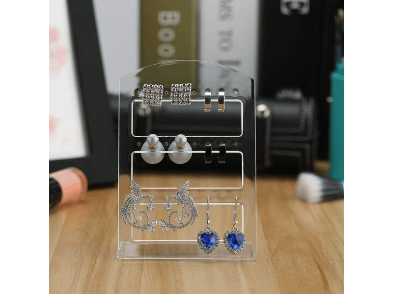  Présentoir en plastique transparent à 24 trous pour boucles d'oreilles, clous d'oreilles, m, plastique, autres pierres précieuses  - Conforama C