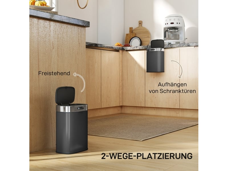 Poubelle de cuisine 5 l 21,5 × 19,5 × 30 cm inox noir - Conforama D