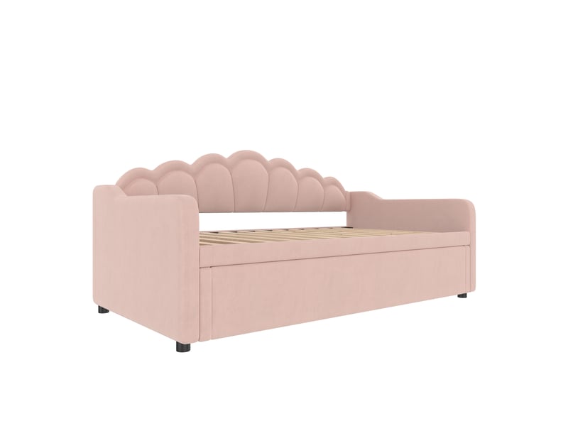 Lit banquette rose 90/180x200 cm en velours, lit gigogne, led multicolore - Conforama A