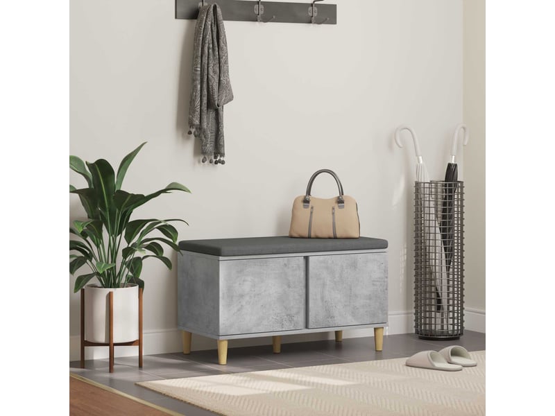  Banc d'entrée, banc interieur avec coussin gris béton 80x38x46 cm shl3152  - Conforama B