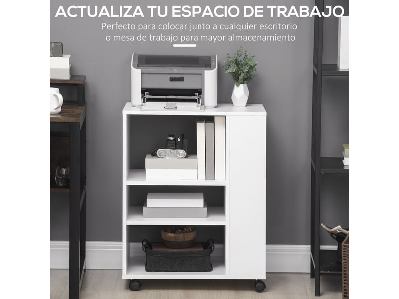  Meuble pour imprimante, meuble d'appoint pour bureau, chambre, cuisine, salon, 60 x 40 x 75,8 cm, blanc  - Conforama E