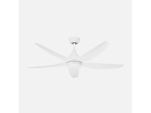 Ventilateur de plafond fabrilamp elda dc blanc 5 pales 6 vitesses led 18 w télécommande
