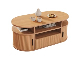 Table basse ovale coloris bois clair   - 50 cmx100 cm