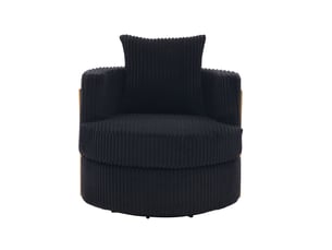 Fauteuil 1 place - 76 x 79 x 78 cm - fauteuil tournant 360° en cord, coffre de rangement et coussin inclus - noir