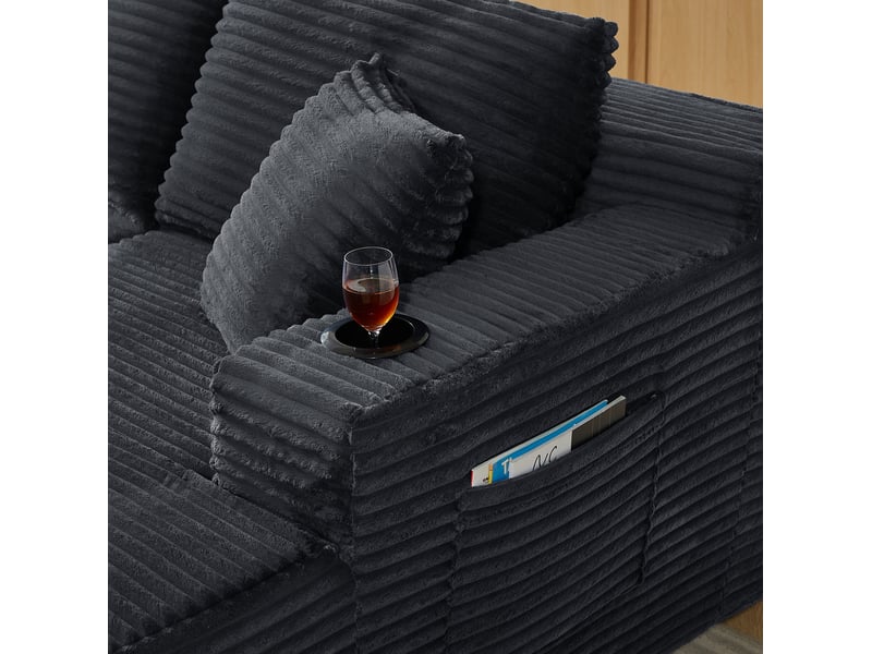  Canapé modulable en u 6 places sans structure rigide, en velours côtelé gris foncé  - Conforama E