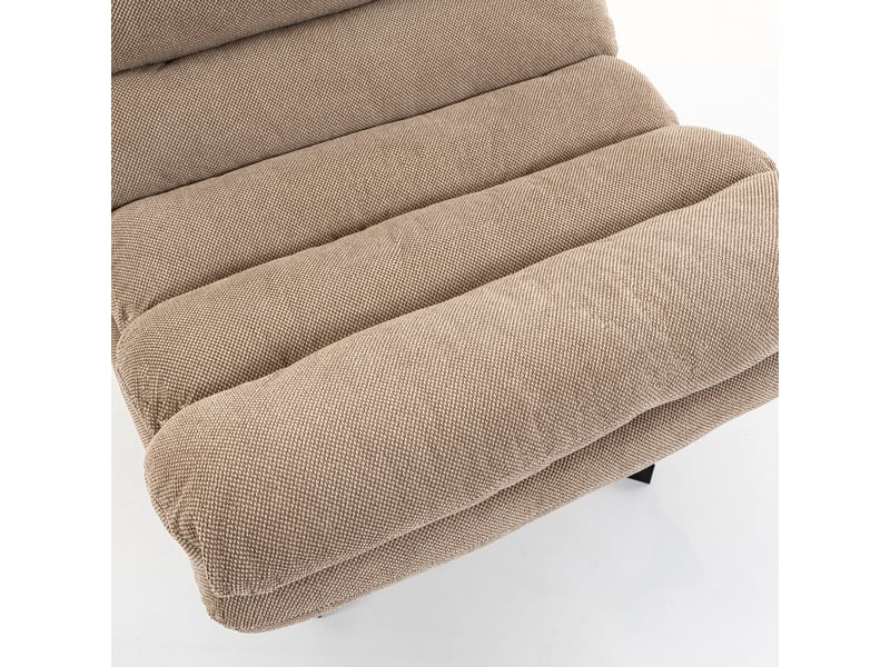 Fauteuil de salon et repose-pieds style rétro matelassé tissu toucher lin marron - Conforama E