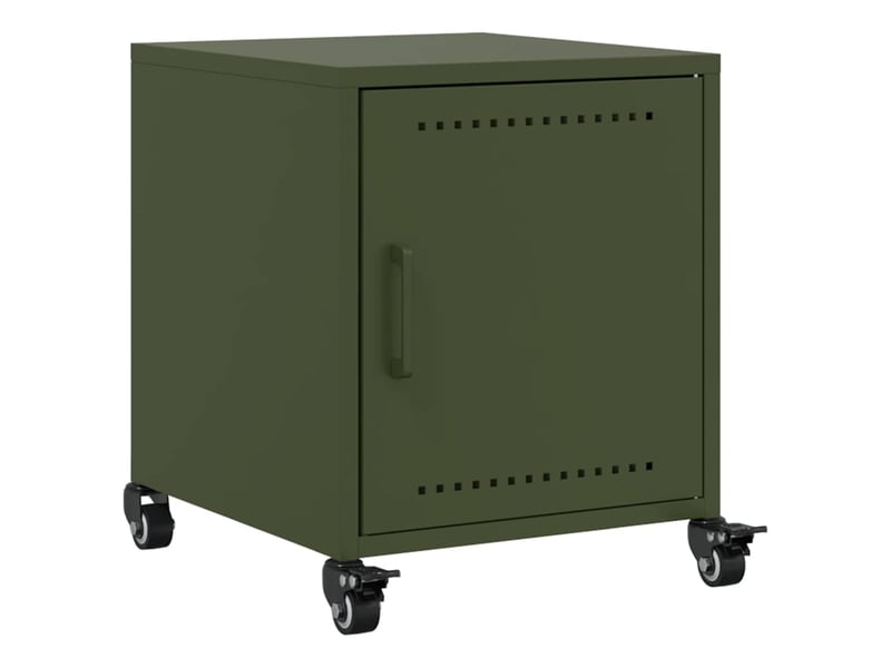  Lot de 2 tables de chevet - cabinet de chevet - table de nuit vert olive 36x39x43,5 cm acier  - Conforama D