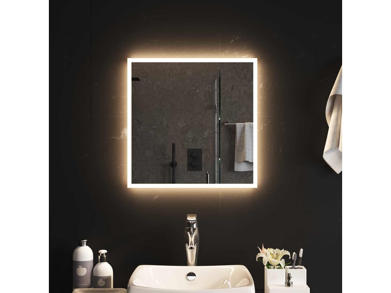  Miroir de salle de bain, miroir de toilette led transparent 50 x 50 cm verre trempé cf62584  - Conforama C
