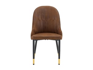 Lot de 2 chaises de salle à manger en tissu brun et pieds en métal noir