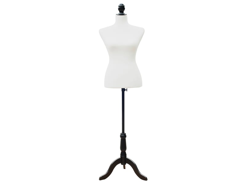  Torse de mannequin, buste de couture, mannequin de vitrine, mousse, bois, métal, blanc  - Conforama B