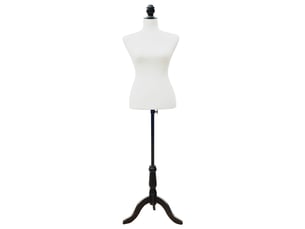Torse de mannequin, buste de couture, mannequin de vitrine, mousse, bois, métal, blanc