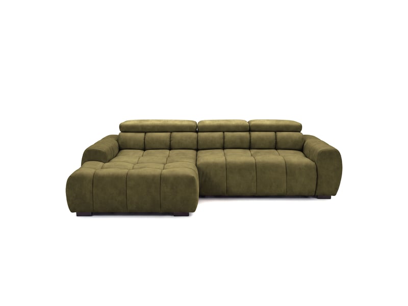  Canapé d'angle aldo avec fonction couchage, gauche, tissu salvador wr, vert (10)  - Conforama D