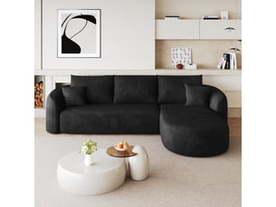 Canapé d'angle compressé droit fixe <strong>STILVORA</strong> <strong></strong> 2 places Tissu Noir