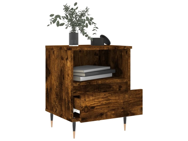  Lot de 2 tables de chevet - cabinet de chevet - table de nuit chêne fumé 40x35x50 cm bois ingénierie  - Conforama C