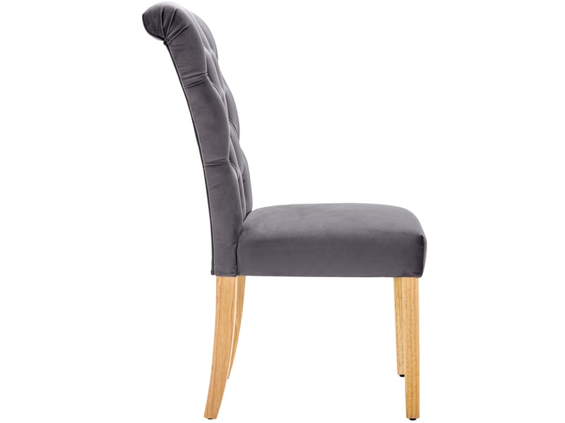  Lot de 2 chaises de salle à manger en velours gris avec pieds en chêne  - Conforama A