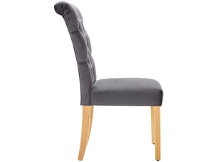 Lot de 2 chaises de salle à manger en velours gris avec pieds en chêne