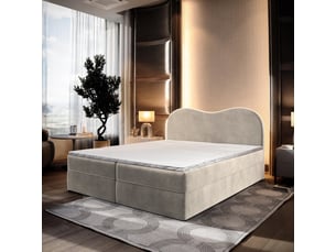 Lit avec rangement 180x200 cm <strong>MASSENO</strong> <strong></strong> coloris beige