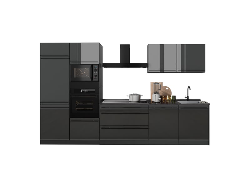  Vicco cuisine, anthracite haute brillanceanthracite, 340cm plan de travail anthracite  - Conforama E