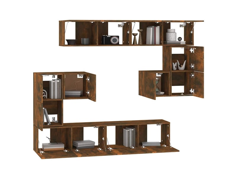  Meuble tv - banc tv - meuble de rangement mural chêne fumé bois d'ingénierie  - Conforama D