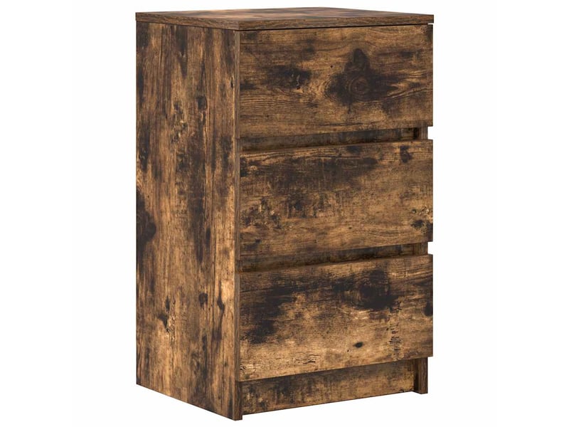  Lot de 2 tables de chevet - cabinet de chevet - table de nuit avec 3 tiroirs chêne fumé 39x35x65 cm  - Conforama D