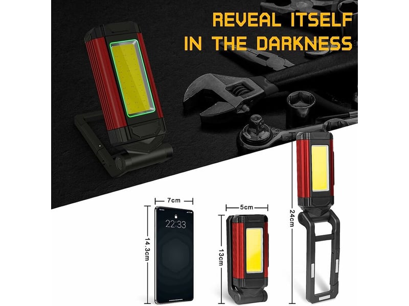 Lampe torche travail led rechargeable puissante, lampe baladeuse avec lumière rouge - Conforama D