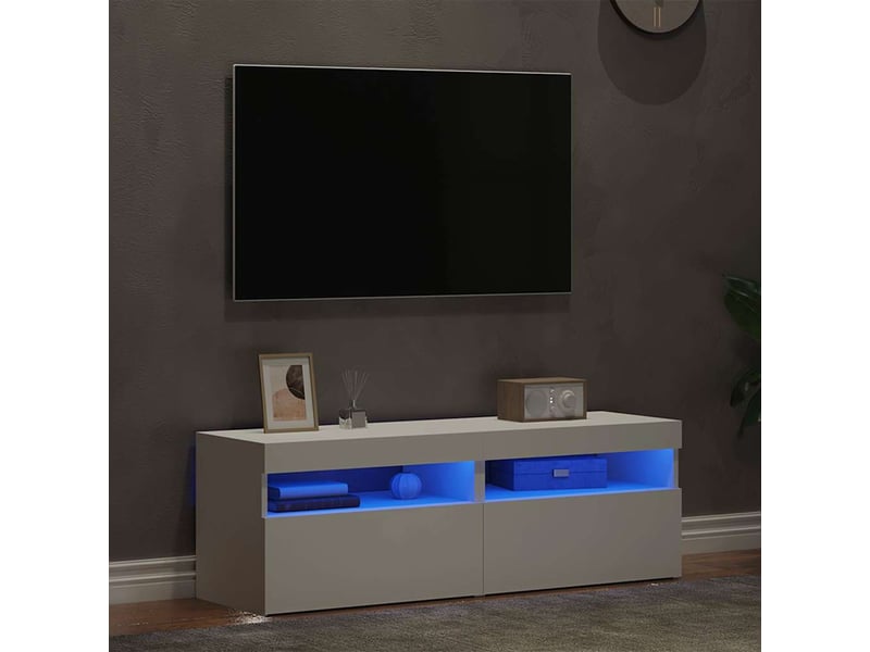 Meubles tv - banc tv - meuble de rangement avec lumières led 2 pcs blanc 60x35x40 cm  - Conforama B