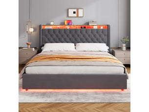 Lit coffre 180x200 cm STILVORA coloris gris