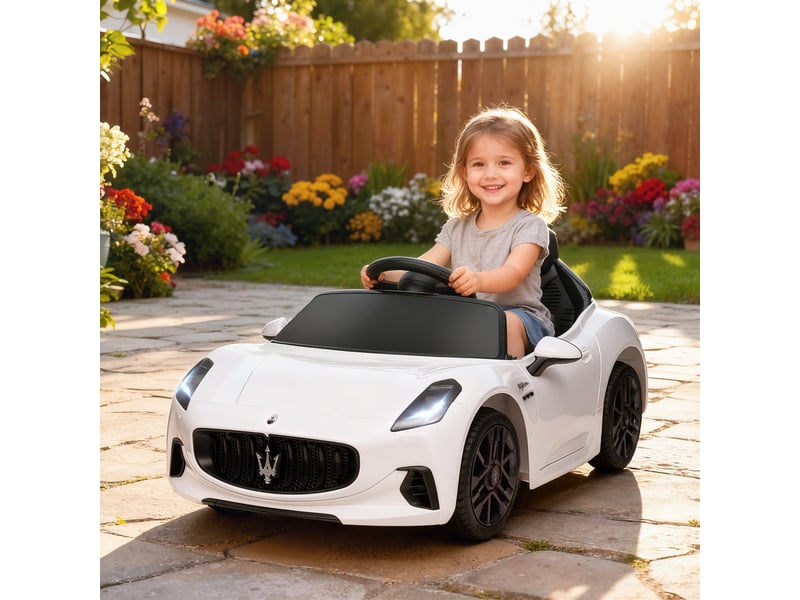  Voiture électrique pour enfants sous licence maserati gran turismo folgore, 12v avec télécommande, de 3 à 5 ans, blanc  - Conforama C