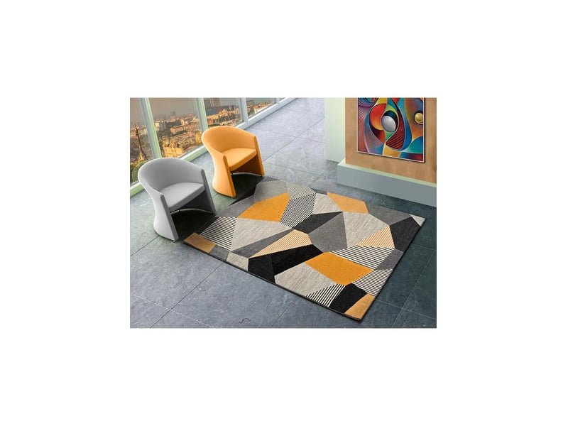  Tapis gladys atticgo 120x60 cm - gris et moutarde, polypropylène et jute 12140 - Conforama D