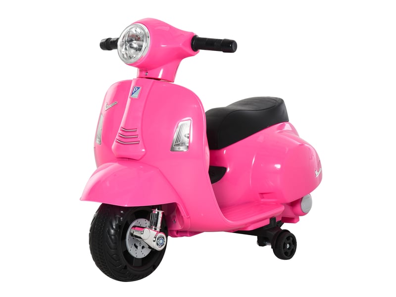  Moto électrique pour enfants, 6 v, avec stabilisateurs, phare, klaxon, vitesse de 3 kmh, pour les enfants de 18 mois à 3 ans, rose  - Conforama A