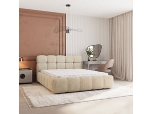 Lit coffre 180x200 cm <strong>MASSENO</strong> <strong></strong> coloris beige