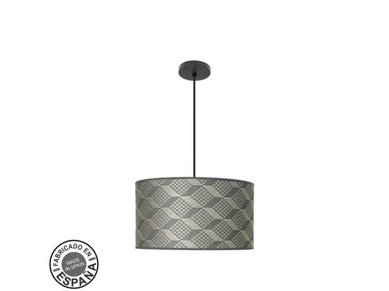  Suspension fabrilamp moda noir gris tetris 2 x e27 ø 40 cm 212494119 - Conforama A