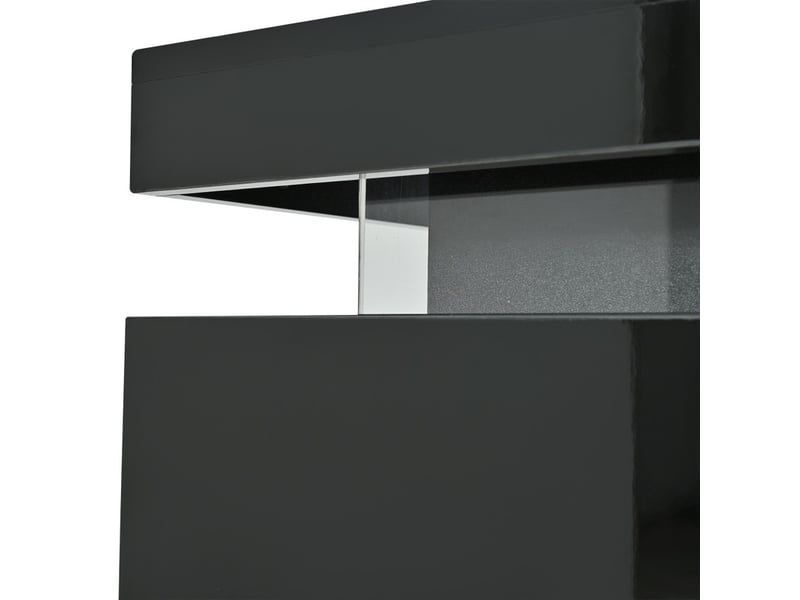  Buffet contemporain pour salon, deux portes et trois tiroirs, armoire haute, coiffeuse, finition brillante, avec éclairage led, noir  - Conforama E