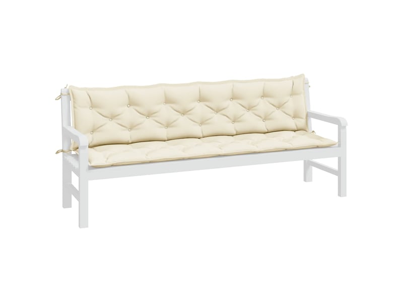 Lot de 2 coussins de banc de jardin, coussins d'assise blanc crème tissu oxford cf58634 - Conforama C