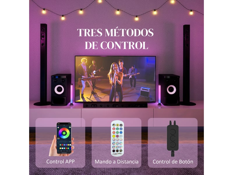  Ensemble de lampes de table avec télécommande bluetooth, synchronisation musicale et minuterie, blanc  - Conforama E