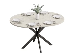 Table à manger extensible 4 à 6 personnes mdf et acier gris 100-135x100 cm