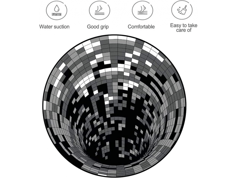  Tapis illusion rond illusion visuelle 3d tapis antidérapant noir blanc tapis de vision stéréo tapis rond tapis, 140x140cm SZPB561962JJZJ - Conforama D