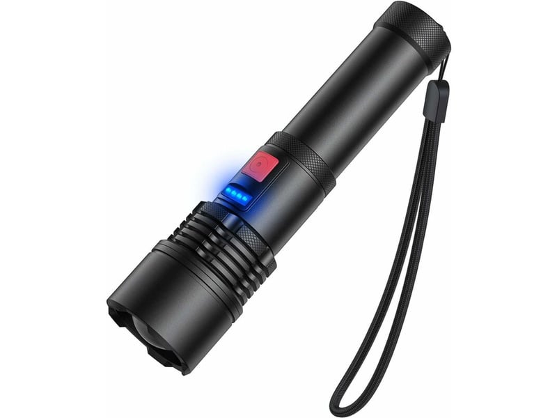  Lampe de poche led rechargeable 3000 lumens, lampe de torche zoomable, torche étanche extérieur (batterie rechargeable intégrée)  - Conforama A