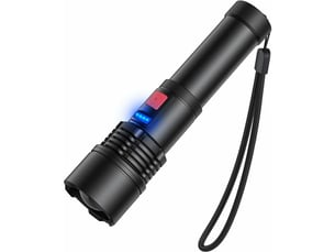 Lampe de poche led rechargeable 3000 lumens, lampe de torche zoomable, torche étanche extérieur (batterie rechargeable intégrée)
