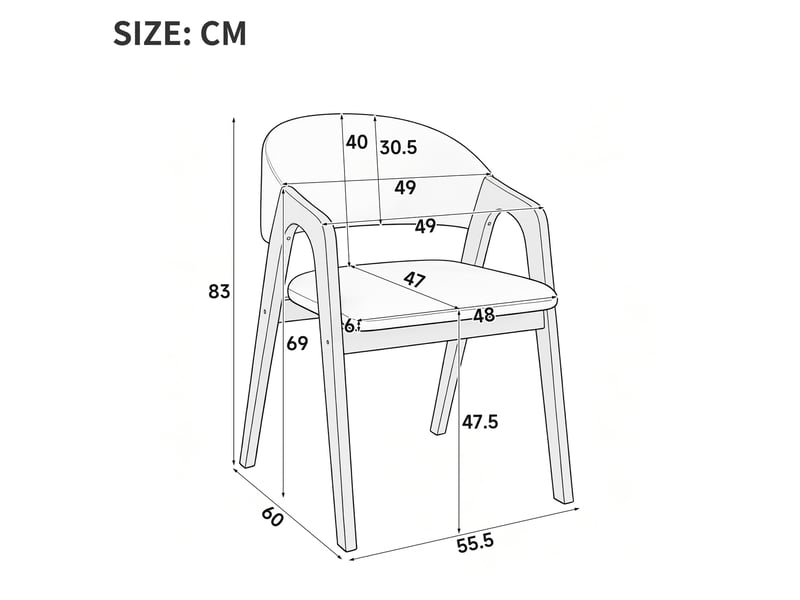  Lot de 2 chaises de salle à manger 55,5x60x83 cm noyer et beige avoine  - Conforama C